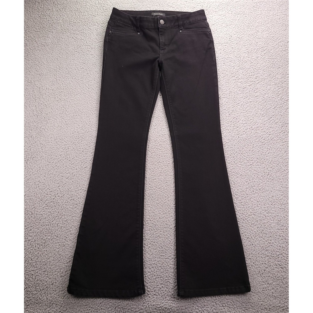 WHBM Jeans Size 6 Skinny Flare Leg Mid Rise Black Stretch Denim 29x33 - Picture 2 of 16